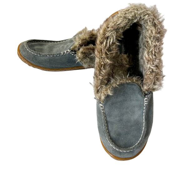 Columbia Furry Slippers 8.5 Rubber Grip Soles Comfy Cozy Warm Winter Footwear - Picture 2 of 6